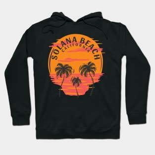 Solana Beach California Skull Sunset and Palm Trees Hoodie